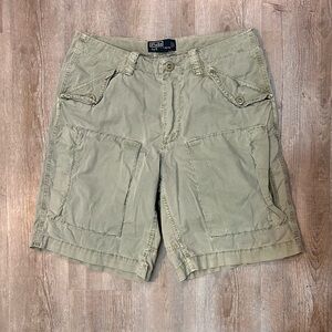 VTG Men’s Polo Ralph Lauren Olive Green Cargo Chino Shorts Y2K SZ 33